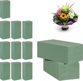 Relaxdays 12 x steekschuim verse bloemen - oase blokken - groen - kerststukjes maken