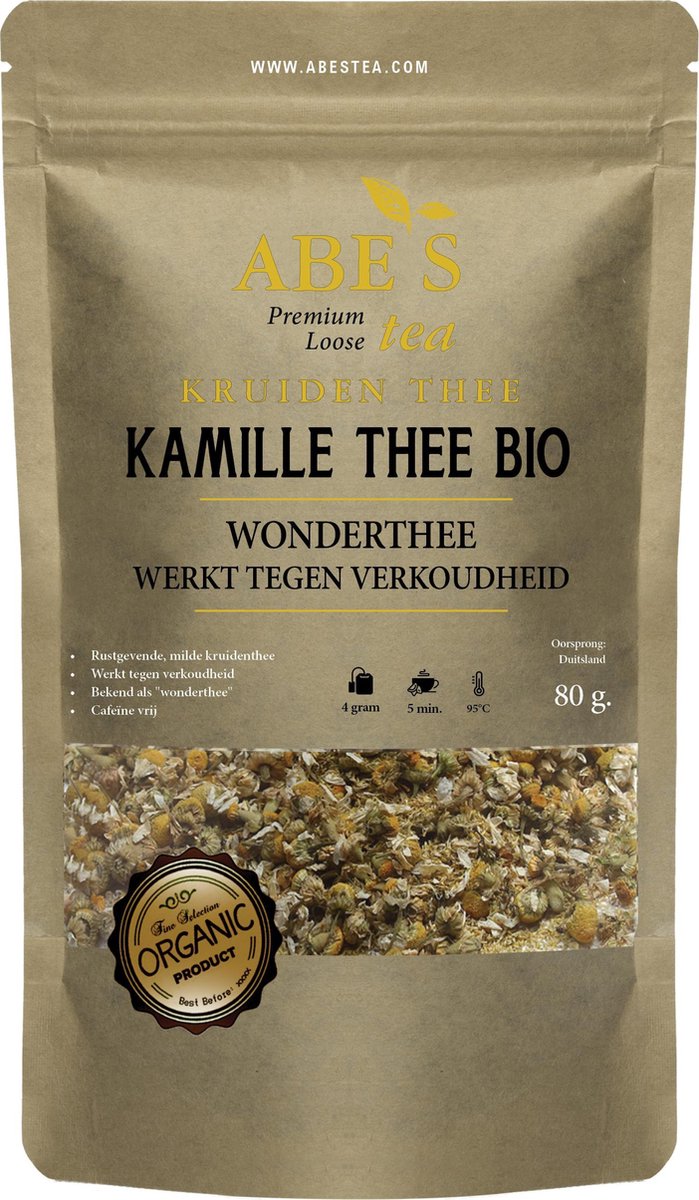 Abe's Tea, Kamille thee, Losse thee, Kruiden blad 80 gr. - Wonder Thee