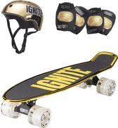 IGNITE Combo pack - Skateboard met Helm - Knie en Elleboog beschermers - Goud