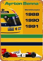 Ayrton Senna - Metalen Bordje - Ayrton Senna - Senna- Formule 1 - F1 - Mancave – Wanddecoratie – Mannen Cadeau