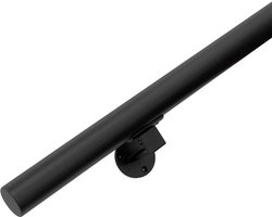 Zwarte Trapleuning 120 cm met 2 houders