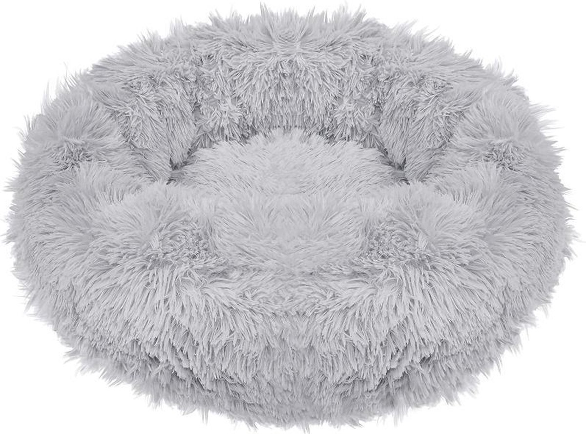 Springos Hondenmand | Superzacht en Luxe | Wasbaar | Donut | Fluffy | Hondenkussen | 120 cm | Licht Grijs