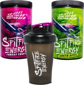 Spitfire Energy Drink voor Gamers - Bosvruchten en Groene Appel ProPack - Gaming Energy Powder - 2x 500gr Tub + Pro Shaker - 100 servings - Low Sugar - Vegan