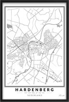 Poster Stad Hardenberg - A3 - 30 x 42 cm - Inclusief lijst (Zwart Aluminium) Citymap - Stadsposter - Plaatsnaam poster Hardenberg
