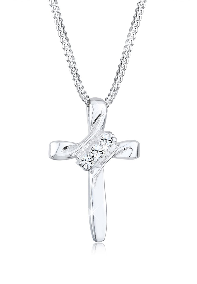 Elli - Halsketting - Dames Kruis Religie met Kristallen in 925 Sterling Zilver - Dames