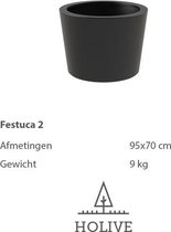 HOLIVE - Festuca 2 plantenbak bloembak polyester zwartgrijs