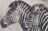 Wanddecoratie | paneel | zebra's | grijs | fluweel | 35x45cm