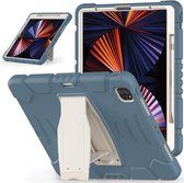 3-laags beschermingsschermframe + pc + siliconen schokbestendige combinatiehoes met houder voor iPad Pro 12.9 2021 (korenbloemblauw)