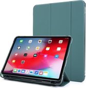 Meervoudig opvouwbaar horizontaal flip PU-leer + schokbestendige airbag TPU-hoes met houder en pensleuf en wek- / slaapfunctie voor iPad Pro 12.9 2021 (diepgroen)