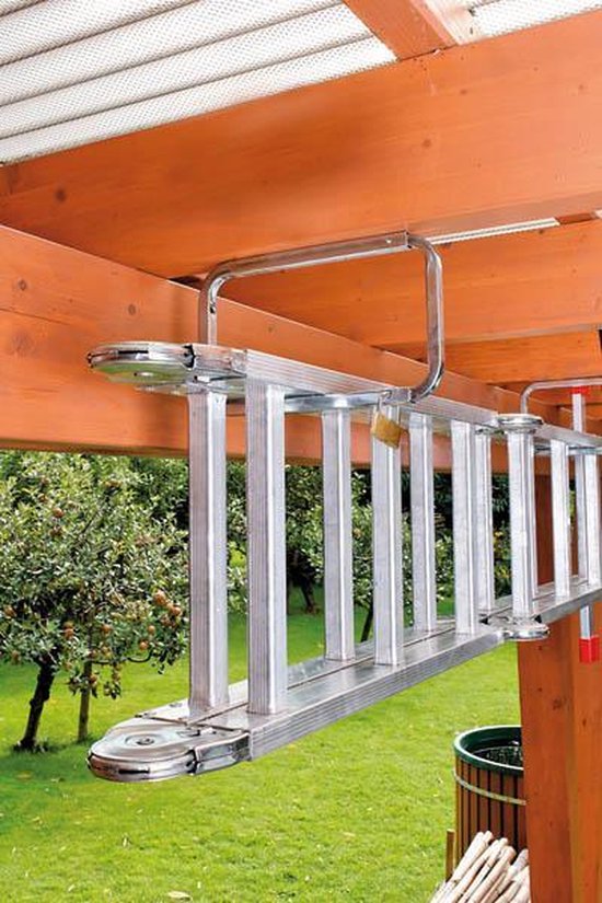 Ladderstabilisator Dakrand Ladder Haak met Wiel Stalen Dak Ridge Ladder Haak voor Muur met een 500 LB Laadvermogen Antislip Dakhaak Kit voor Aanpassing Verlengladders Rond en D-Rung