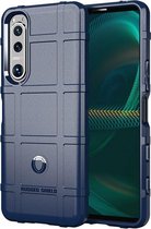 Sony Xperia 5 III hoesje - Rugged Shield TPU Gelcase - Blauw - GSM Hoesje - Telefoonhoesje Geschikt Voor Sony Xperia 5 III