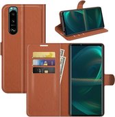 Sony Xperia 5 III hoesje - MobyDefend Kunstleren Wallet Book Case - Bruin - GSM Hoesje - Telefoonhoesje Geschikt Voor Sony Xperia 5 III