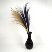 Sierpluim Lang Naturel en Donkerblauw/Zwart-Set van 2 - Lengte 110cm - Verjaardagcadeau - Woondecoratie