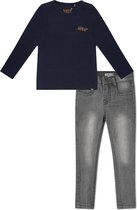 Koko Noko BIO Basics Set(2delig) Jeans Nelly Grey en Shirt LS Norah Navy - Maat 98/104