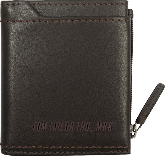 Tom Tailor - RFID - Diego north/south card wallet met zip - heren - dark brown