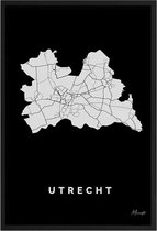 Poster Provincie Utrecht - A4 - 21 x 30 cm - Inclusief lijst (Zwart Aluminium)