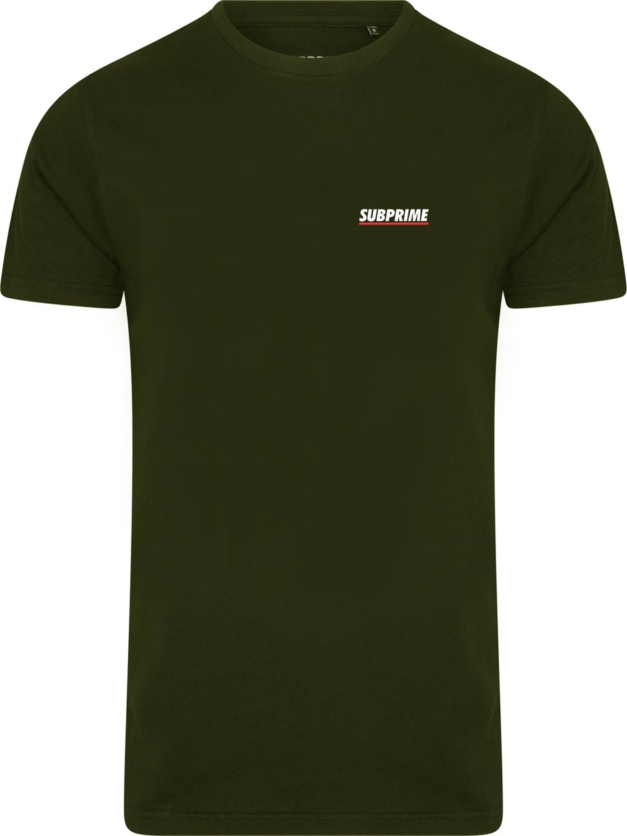 Subprime - Heren Tee SS Shirt Chest Logo Army - Groen - Maat L