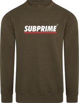 Subprime - Heren Sweaters Sweater Stripe Army - Groen - Maat XS