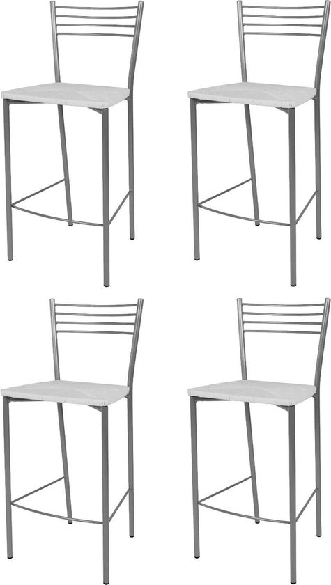 Foto: Tommychairs elena eetkamerstoelen set van 4 aluminium wit hout