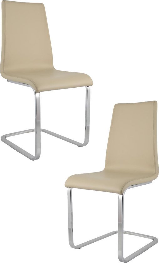 Foto: Tommychairs berlin eetkamerstoelen set van 2 chroom beige kunstleer