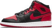 Nike Air Jordan 1 Mid (GS), Black/Gym Red-White Banned, 554725 074, EUR 36