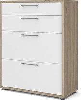 Prisme Ladekast 4 laden, eiken decor,wit