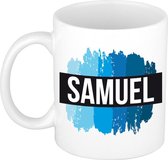 Samuel naam cadeau mok / beker met  verfstrepen - Cadeau collega/ vaderdag/ verjaardag of als persoonlijke mok werknemers