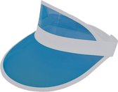 PVC retro zonneklep met elastiek achter kleur blauw maat one size