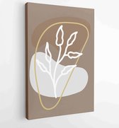 Botanical wall art vector set. Foliage line art drawing with abstract shape. 4 - Moderne schilderijen – Vertical – 1861710925 - 50*40 Vertical