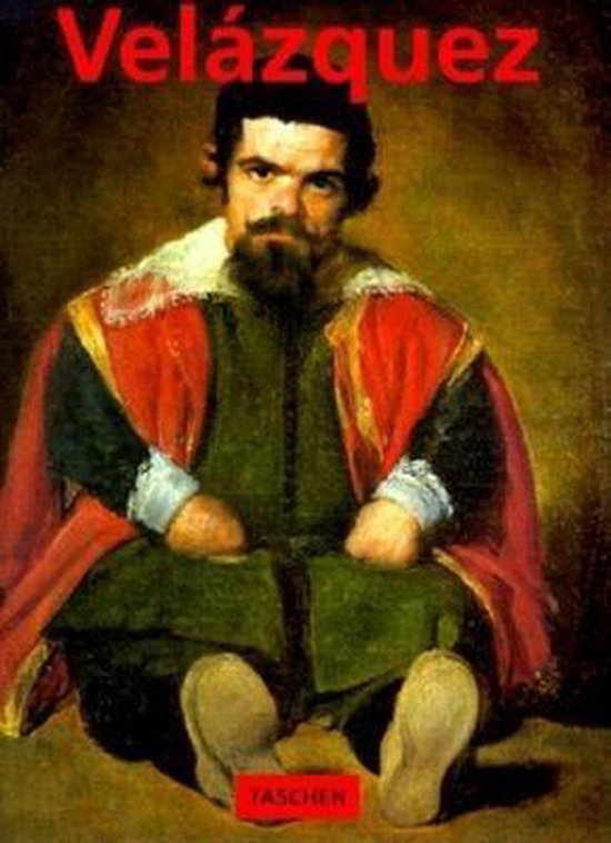 Boekhoes met schilderij van een man met baard, in groene kledij met rode mantel.