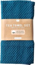 Thee doeken set | 2 theedoeken in mooie kleuren | Petrol en Blauw | 100 % organic cotton | Theedoek