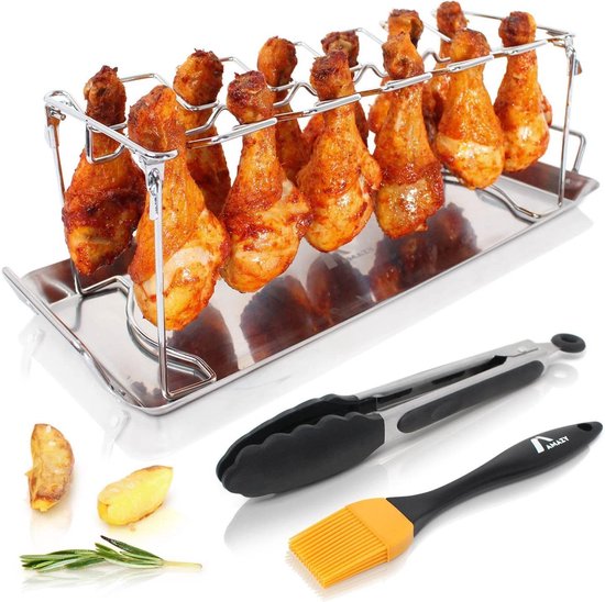 Grilles De Cuisson Pliables Pour Cuisses De Poulet – Lot De 2 – Acier Inoxydable – Pour Four Et Barbecue – MULOUTSPO