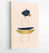 Abstract gold wall arts vector collection. Earth tones organic shape Art design for poster, print, cover, wallpaper, Minimal and natural wall art. 1 - Moderne schilderijen – Vertic
