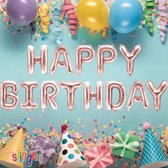 Happy Birthday Folie Ballonnen XL  - Rosé Goud -  Letterballonnen - Feestversiering - Slinger - Verjaardag - Decoratie