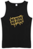 Zwarte Tanktop met  " No Risk No Fun " print Goud size XXL
