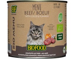 12x BF Petfood Biofood Kat Organic Rund Menu 200 gr
