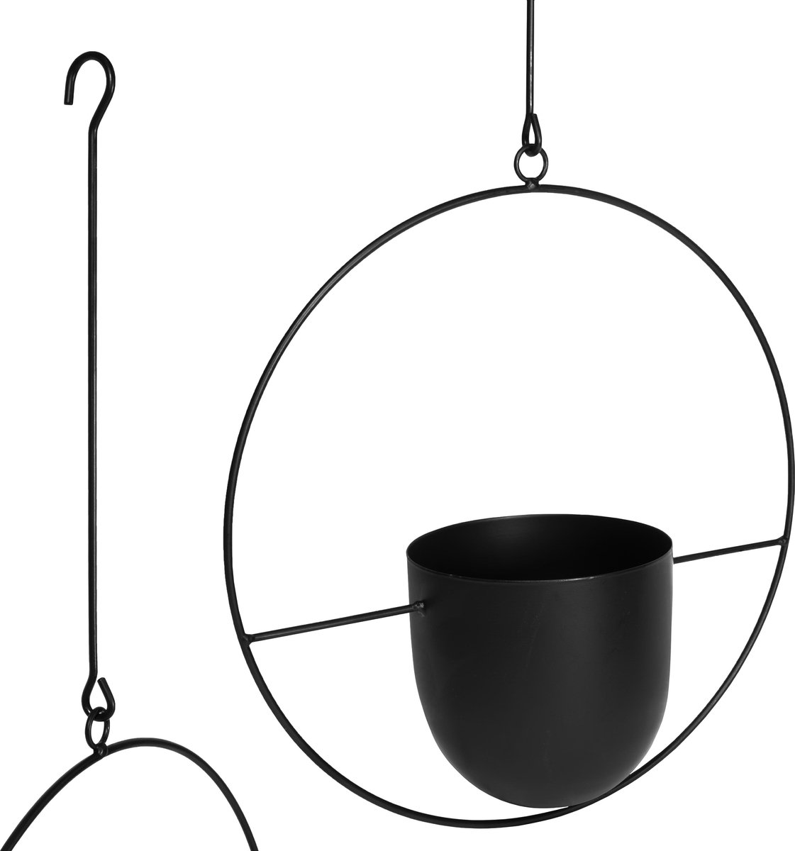 Yeomoo metalen hartvormige bloempot, hangend, tuindecoratie voor buiten - zwart, plantenbak, decoratie voor tuin, balkon, buiten, plantenpot, decoratie, woonkamer, hangpot, cadeaus voor vrouwen, mama