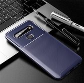 LG K61 Hoesje - Mobigear - Racing Serie - TPU Backcover - Blauw - Hoesje Geschikt Voor LG K61