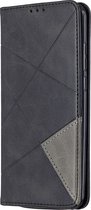 Huawei P Smart (2020) Hoesje - Mobigear - Rhombus Slim Serie - Kunstlederen Bookcase - Zwart - Hoesje Geschikt Voor Huawei P Smart (2020)