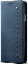 Samsung Galaxy A21s Hoesje - Mobigear - Denim Slim Serie - Kunstlederen Bookcase - Blauw - Hoesje Geschikt Voor Samsung Galaxy A21s
