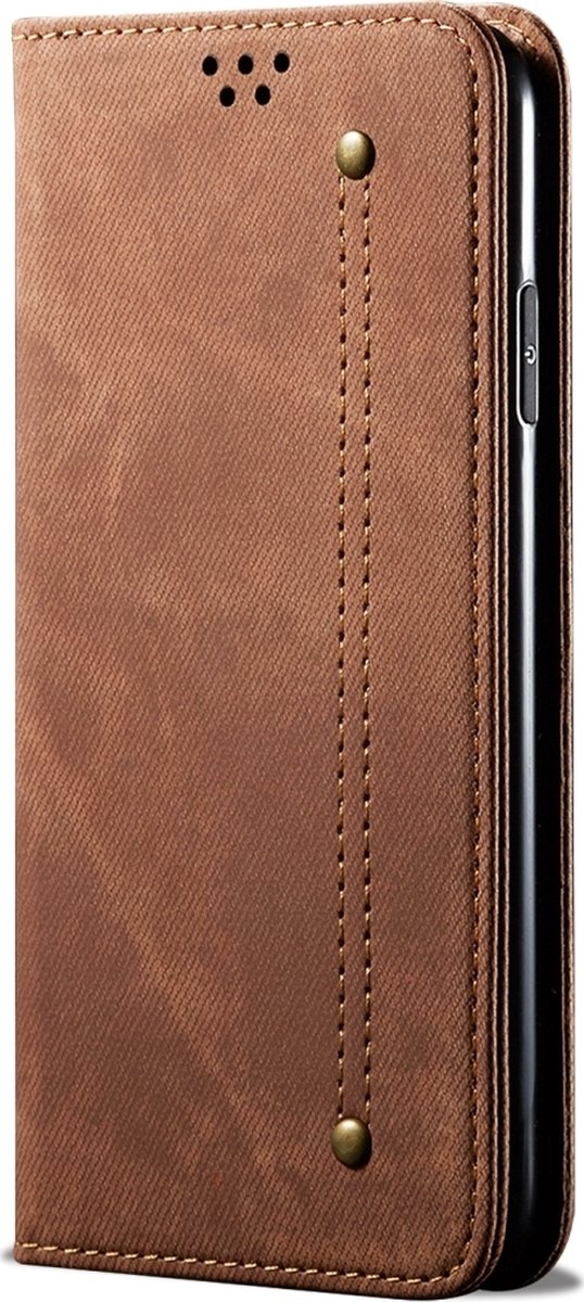 Mobigear Telefoonhoesje geschikt voor Samsung Galaxy Note 10 Lite Hoesje | Mobigear Denim Slim Bookcase Portemonnee | Pasjeshouder voor 2 Pasjes | Telefoonhoesje voor Pinpas / OV Kaart / Rijbewijs - Bruin