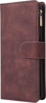 Samsung Galaxy Note 10 Lite Hoesje - Mobigear - Zipper Serie - Kunstlederen Bookcase - Bruin - Hoesje Geschikt Voor Samsung Galaxy Note 10 Lite