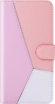 Apple iPhone 12 Pro Max Hoesje - Mobigear - Design Serie - Kunstlederen Bookcase - Wit / Roze - Hoesje Geschikt Voor Apple iPhone 12 Pro Max