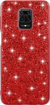 Xiaomi Redmi Note 9 Pro Hoesje - Mobigear - Glitter Serie - Hard Kunststof Backcover - Rood - Hoesje Geschikt Voor Xiaomi Redmi Note 9 Pro