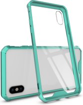 Apple iPhone XS Max Hoesje - Mobigear - Crystal Serie - Hard Kunststof Backcover - Transparant / Turquoise - Hoesje Geschikt Voor Apple iPhone XS Max