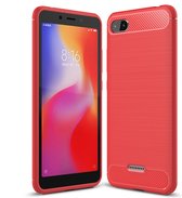 Xiaomi Redmi 6A Hoesje - Mobigear - Brushed Slim Serie - TPU Backcover - Rood - Hoesje Geschikt Voor Xiaomi Redmi 6A