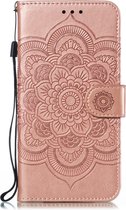 Samsung Galaxy A20e Hoesje - Mobigear - Mandala Serie - Kunstlederen Bookcase - Roségoud - Hoesje Geschikt Voor Samsung Galaxy A20e