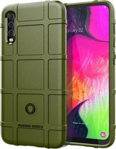 Samsung Galaxy A70 Hoesje - Mobigear - Rugged Shield Serie - TPU Backcover - Groen - Hoesje Geschikt Voor Samsung Galaxy A70