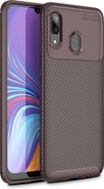 Samsung Galaxy A40 Hoesje - Mobigear - Racing Serie - TPU Backcover - Bruin - Hoesje Geschikt Voor Samsung Galaxy A40