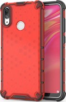 Huawei Y7 (2019) Hoesje - Mobigear - Honeycomb Serie - Hard Kunststof Backcover - Rood - Hoesje Geschikt Voor Huawei Y7 (2019)